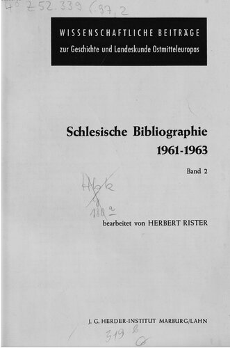 Schlesische Bibliographie 1961-1963