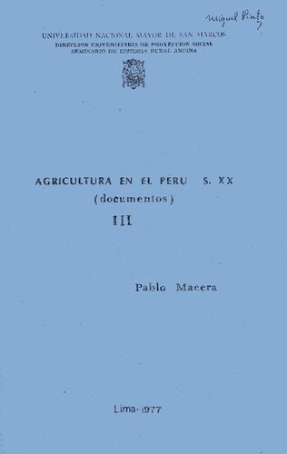 Agricultura en el Perú, s. XX (documentos)