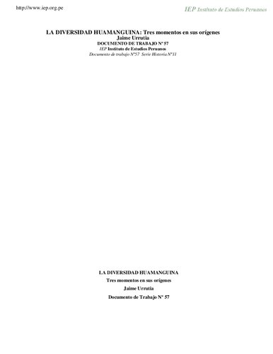 La diversidad huamanguina: tres momentos en sus orígenes