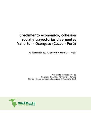 Crecimiento económico, cohesión social y trayectorias divergentes Valle Sur – Ocongate (Cuzco – Perú)
