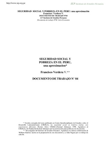 Seguridad social y pobreza en el Perú: una aproximación