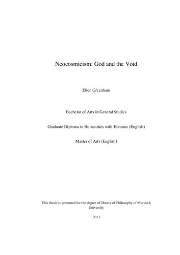 Neocosmicism: God and the Void