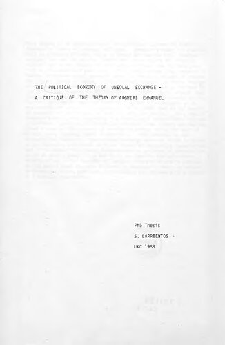The Political Economy of Unequal Exchange: A Critique of the Theory of Arghiri Emmanuel