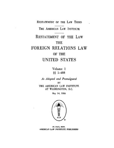 Restatement of the Law: The Foreign Relations Law of the United States