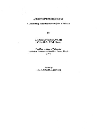 Aristotelian Methodology: A Commentary on the Posterior Analytics of Aristotle