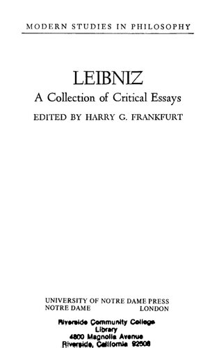 Leibniz : a collection of critical essays