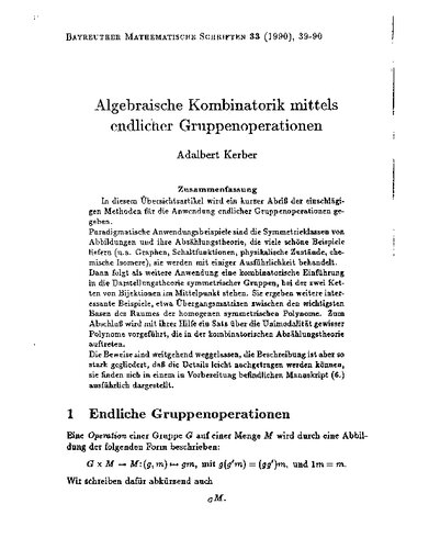 Algebraische Kombinatorik mittels endlicher Gruppenoperationen
