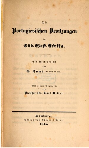 Die portugiesischen Besitzungen in Südwest-Afrika