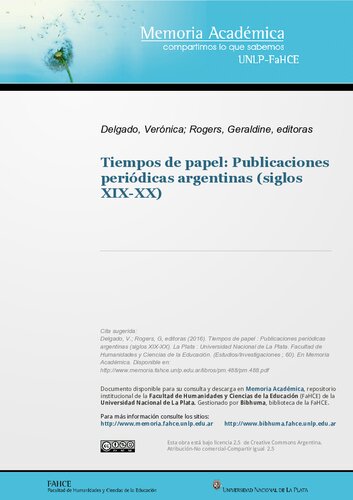 Tiempos de papel : Publicaciones periódicas argentinas (Siglos XIX-XX)