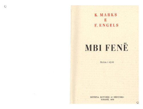 K. Marks e F. Engels. Mbi fenë