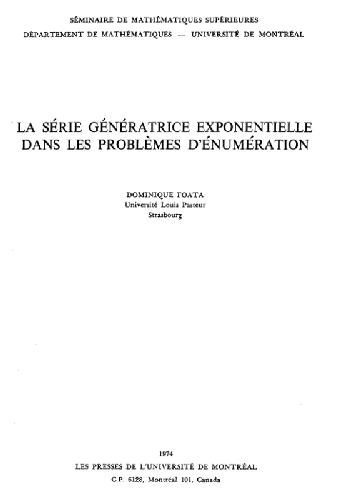 La serie generatrice exponentielle dans les problemes d'enumeration