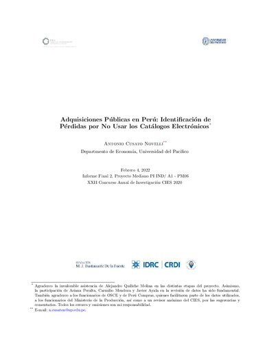 Adquisiciones Públicas en Perú: Identificación de Pérdidas por No Usar los Catálogos Electrónicos