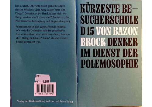 Kürzeste Besucherschule D 15 von Bazon Brock, Denker im Dienst der Polemosophie / Documenta fifteen. Der Fluch der gutenTat. Kulturalismus erledigt die Kunst
