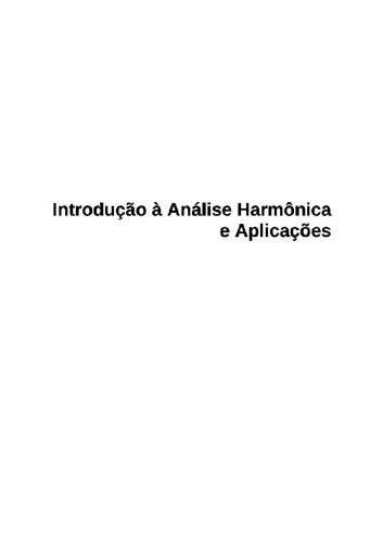 introdução à Análise Harmônica e Aplicações