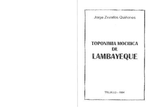 Toponimia mochica de Lambayeque