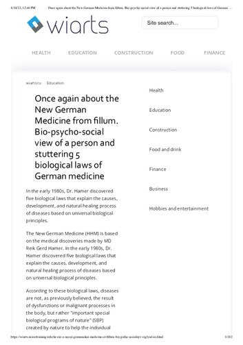 German New Medicine pdf by Dr Ryke Geerd Hamer , excellent explanation by Russian Author Vyacheslav Neufeld