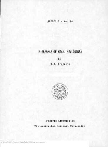 A grammar of Kewa, New Guinea