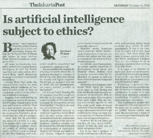 Is artificial intelligence subject to ethics?