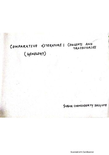 Genology- Comparative Literature: Concepts and Trajectories