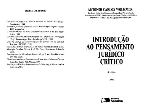 Introdução ao pensamento jurídico crítico