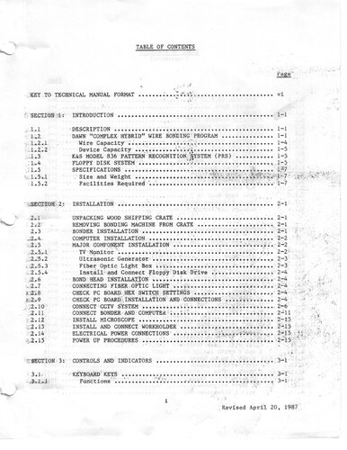 Kulicke and Soffa 1419 Manual
