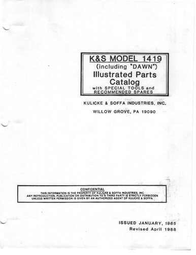 Kulicke and Soffa 1419 Illustrated Parts Catalog