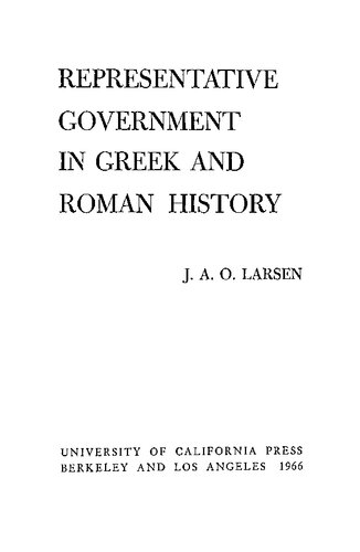 Representative Government in Greek and Roman History