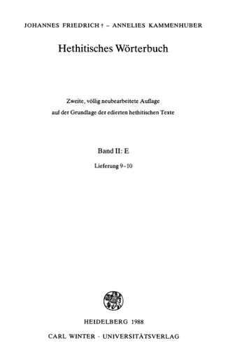 Hethitisches Wörterbuch. Bd. II. E
