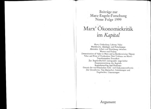 Marx' Ökonomiekritik im Kapital (-partial uploaded-)