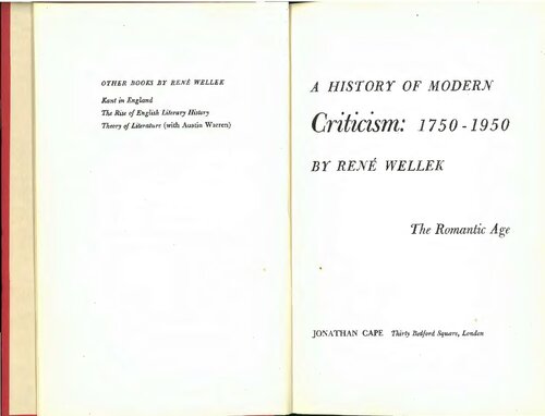 A History of Modern Criticism 1750-1950 Vol.2: The Romantic Age