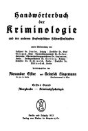 Handwörterbuch der Kriminologie und der anderen strafrechtlichen Hilfswissenschaften