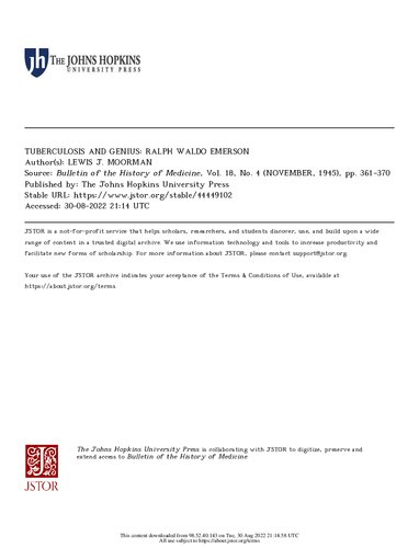 Tuburculosis and Genius: Ralph Waldo Emerson
