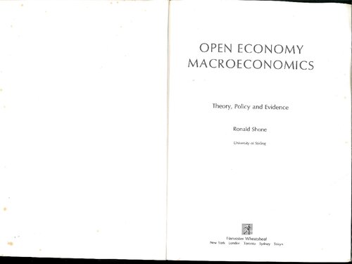 Open economy macroeconomics : theory, policy and evidence