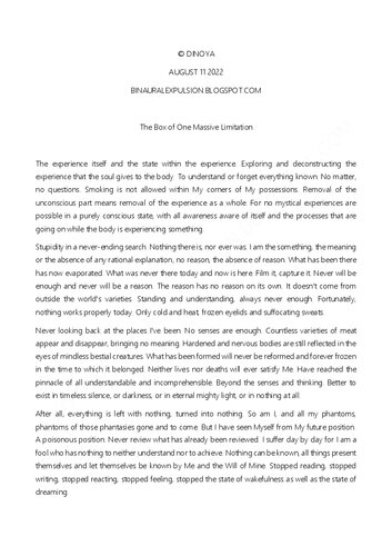 One Massive Limitation