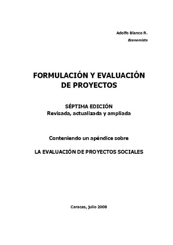Formulación y Evaluación de Proyectos