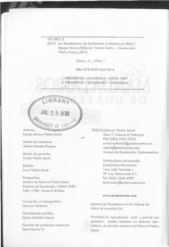 Los mandatarios de Guatemala : la historia no oficial