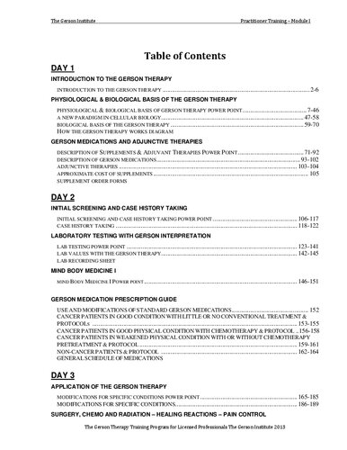 Gerson Therapy : Gerson Therapy Manual Training for Professionals (Gerson Insitute)