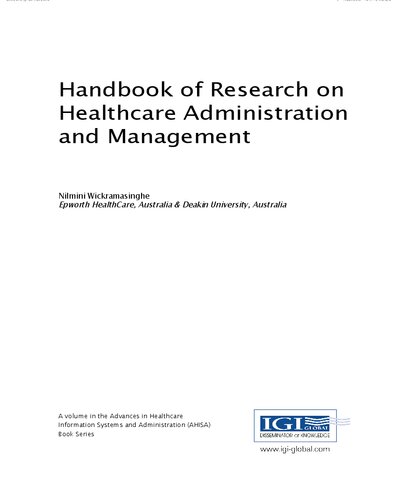 Handbook of Research on Healthcare Administration and Management