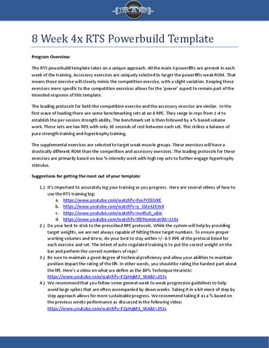 8 Week 4x RTS Powerbuild Template - Reactive Training Systems - Adaptive Templates