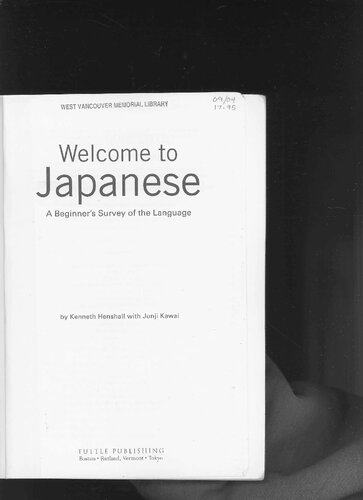 Welcome to Japanese : a beginner's survey of the language