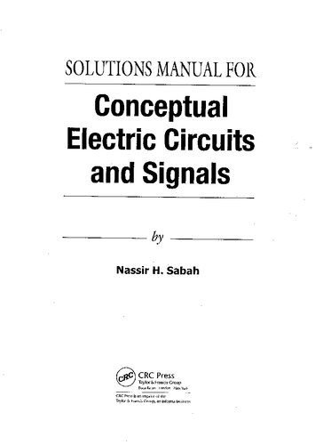 Solutions Manual for Electric Circuits and Signals