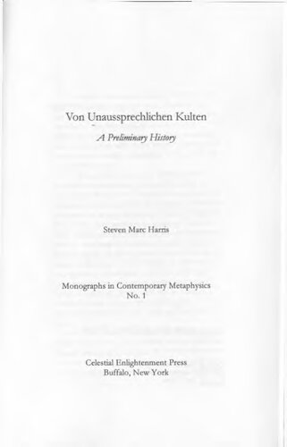 Von Unaussprechlichen Kulten. A Preliminary History