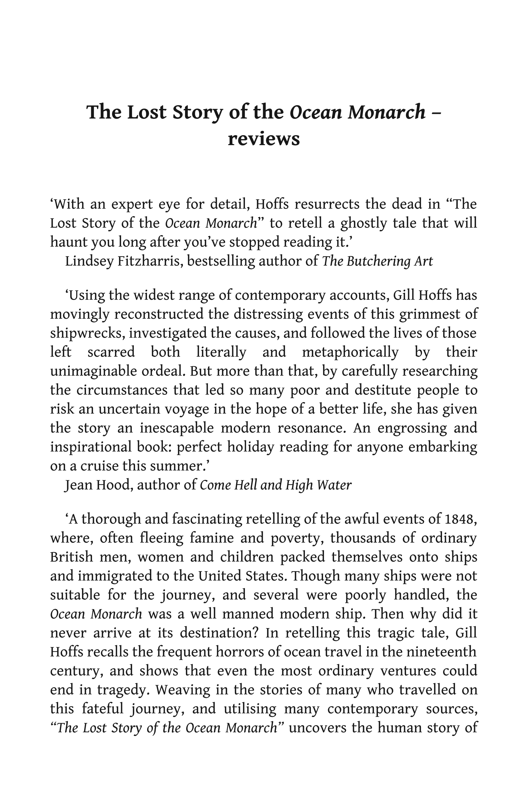 The Lost Story of the Ocean Monarch: Fire, Family, & Fidelity