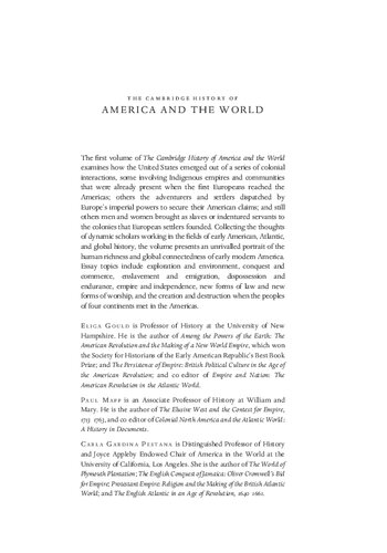 The Cambridge History of America and the World: Volume 1, 1500-1820