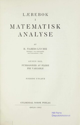 Lærebok i matematisk analyse 2 : Funksjoner av flere fri variable