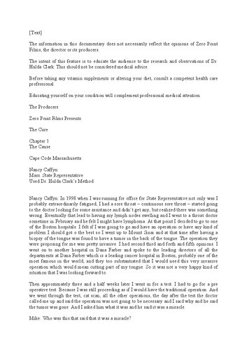 Hulda Clark Cure for All Diseases DVD VHS - PDF Transcript