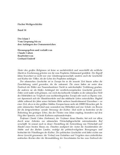 Fischer Weltgeschichte, Bd.14, Der Islam: Bd. I