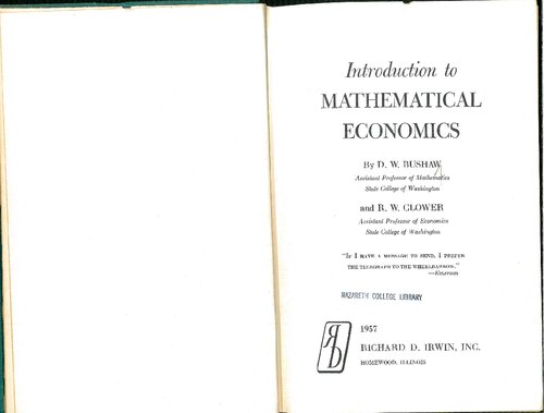 Introduction to mathematical economics