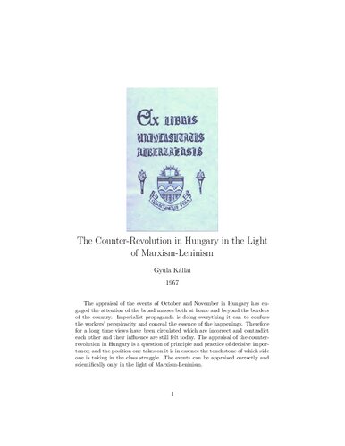 The Counter-Revolution in Hungary in the Light of Marxism-Leninism