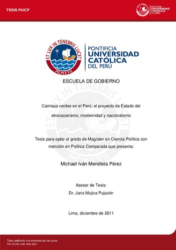 Camisas verdes en el Perú: el proyecto de Estado del etnocacerismo, modernidad y nacionalismo